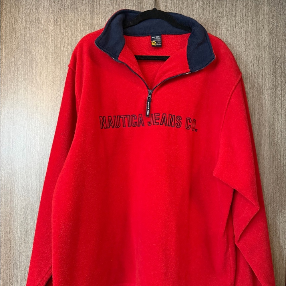 Vintage Náutica  Red and Navy Fleece Pullover
